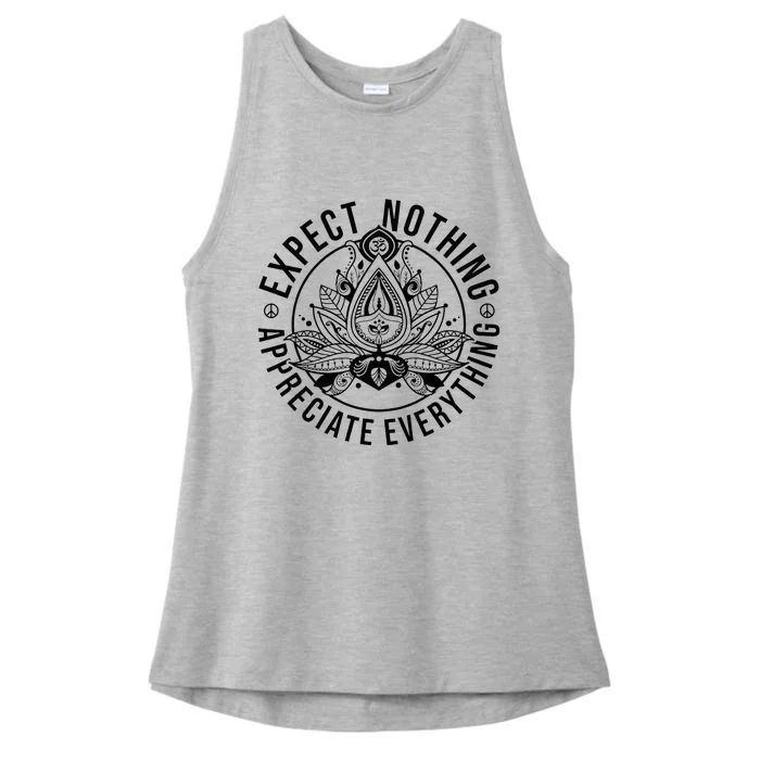 Expect Nothing Appreciate Everything Spiritual Lotus Yoga Ladies Tri-Blend Wicking Tank