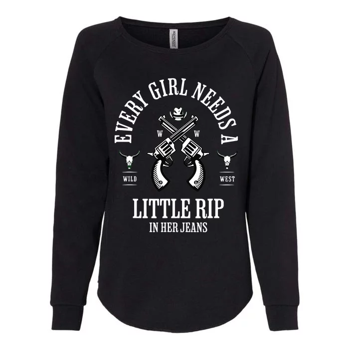 Every  Needs A Little Rip In Her Jeans retro Womens California Wash Sweatshirt