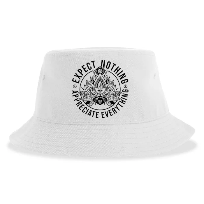 Expect Nothing Appreciate Everything Spiritual Lotus Yoga Sustainable Bucket Hat