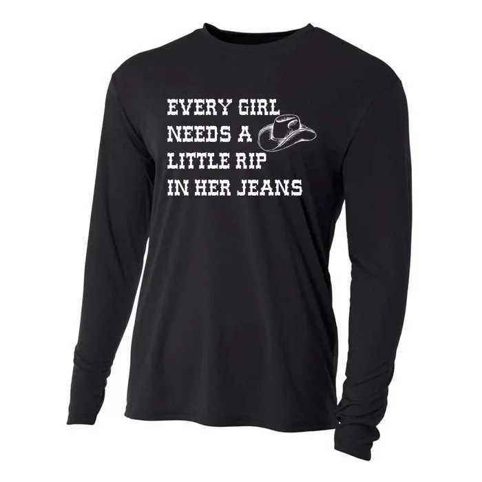 Every  Needs A Little Rip In Her Jeans Cooling Performance Long Sleeve Crew