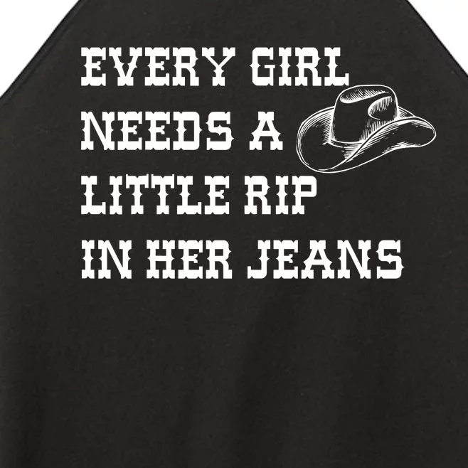 Every  Needs A Little Rip In Her Jeans Women’s Perfect Tri Rocker Tank