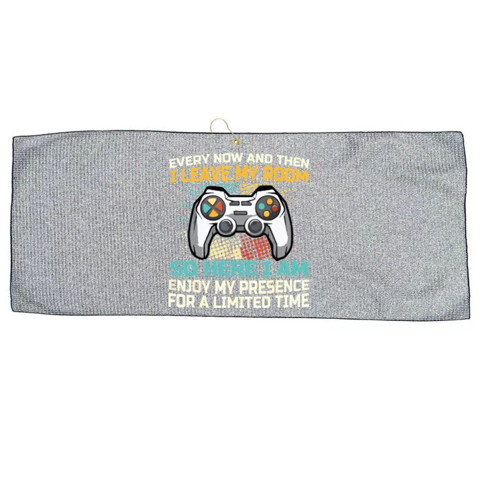 Every Now And Then I Leave My Room Funny Gaming Gamer Gift Large Microfiber Waffle Golf Towel