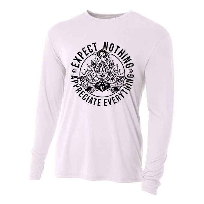 Expect Nothing Appreciate Everything Spiritual Lotus Yoga Cooling Performance Long Sleeve Crew