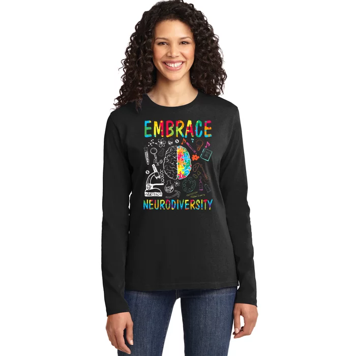 Embrace Neurodiversity Autism Awareness ASD Ladies Long Sleeve Shirt