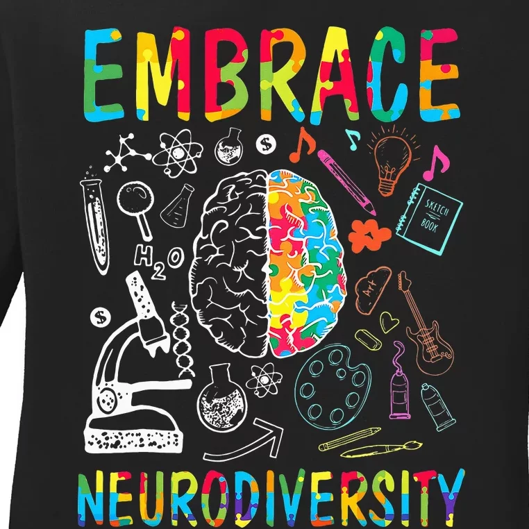 Embrace Neurodiversity Autism Awareness ASD Ladies Long Sleeve Shirt