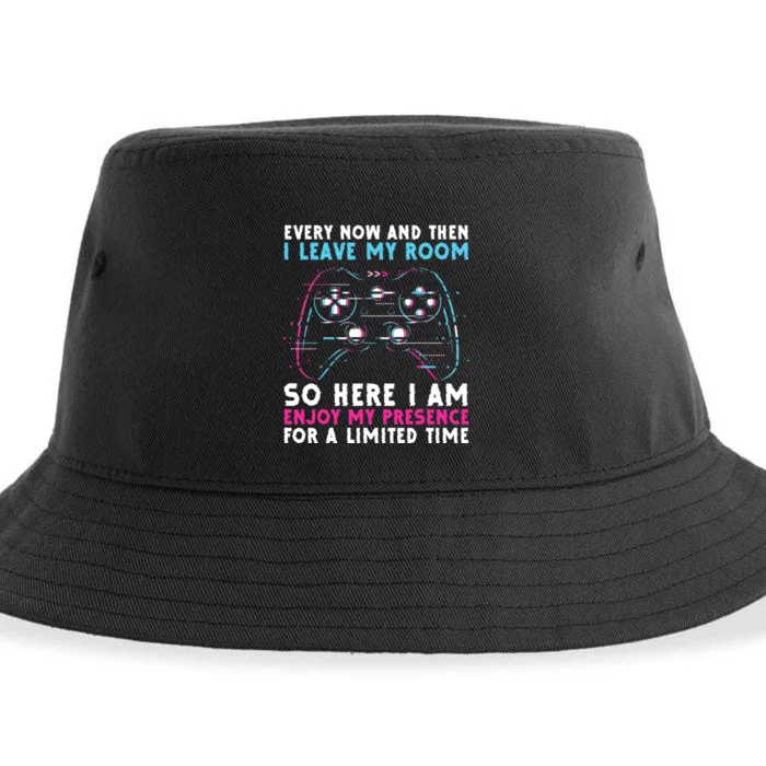 Every Now And Then I Leave My Room Funny Gaming Sustainable Bucket Hat