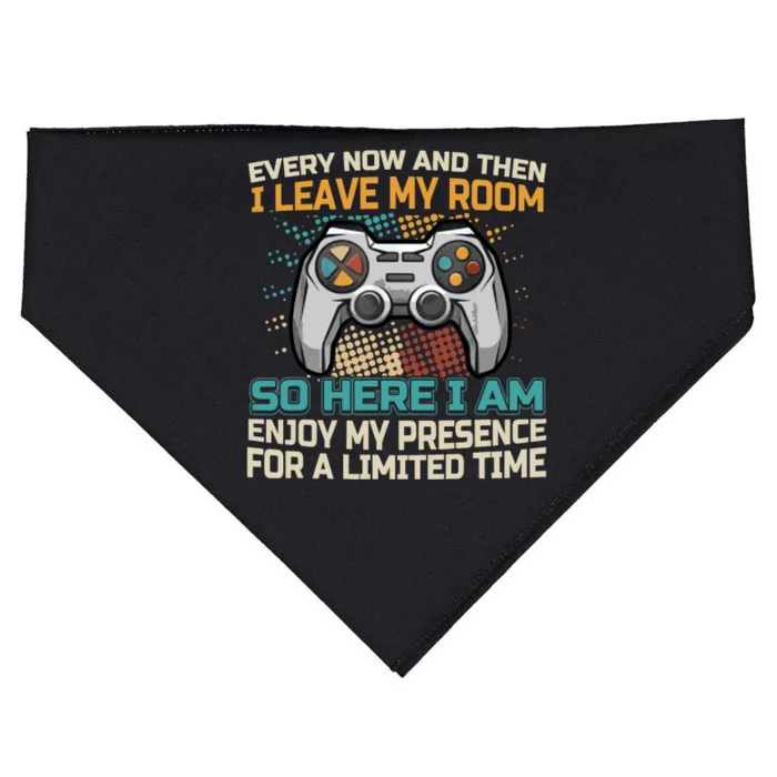 Every Now And Then I Leave My Room Funny Gaming Gamer Gift USA-Made Doggie Bandana