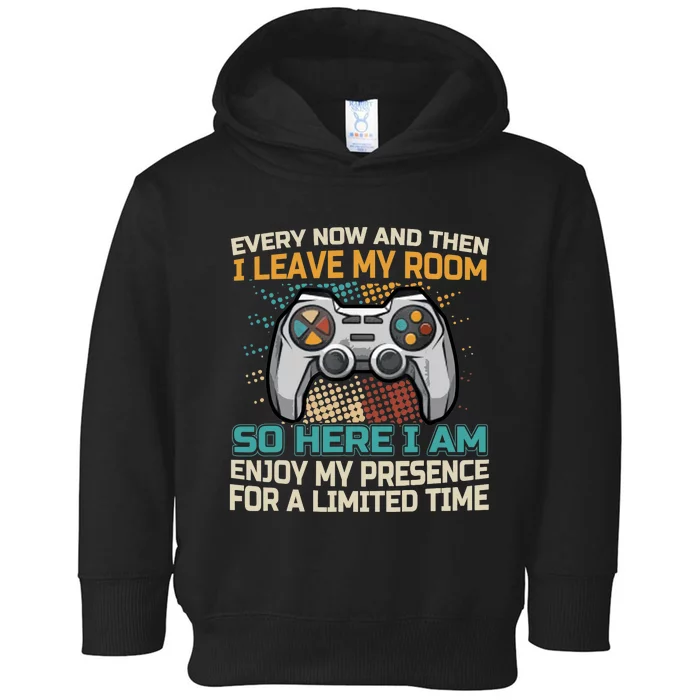 Every Now And Then I Leave My Room Funny Gaming Gamer Gift Toddler Hoodie