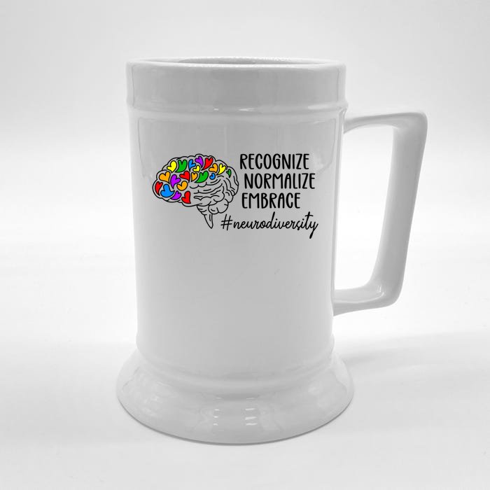 Embrace Neurodiversity Autism Month Neurodivergent Gift Front & Back Beer Stein