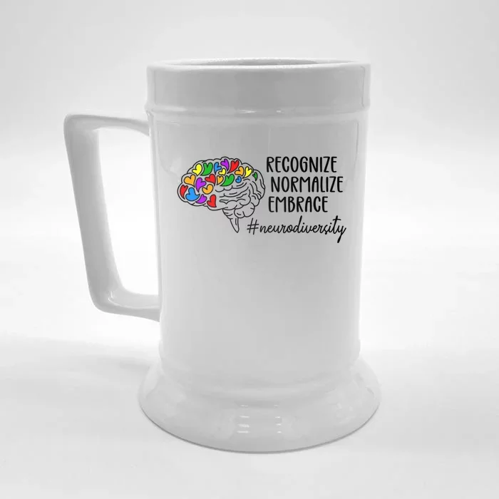 Embrace Neurodiversity Autism Month Neurodivergent Gift Front & Back Beer Stein