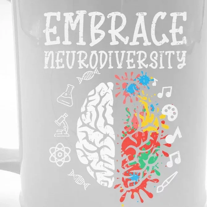 Embrace Neurodiversity Autism Awareness ASD Men Women Front & Back Beer Stein