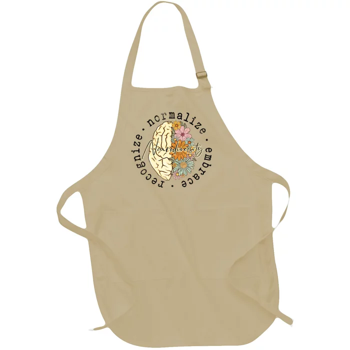 Embrace Neurodiversity Autism Awareness ASD Full-Length Apron With Pocket