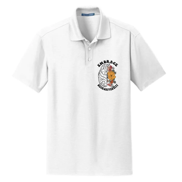 Embrace Neurodiversity Autism ASD Awareness Dry Zone Grid Performance Polo