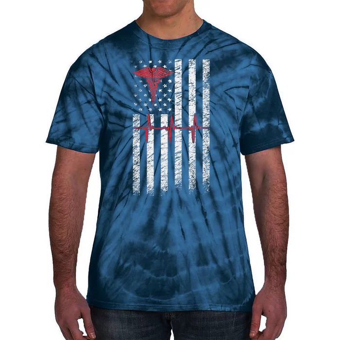 ER Nurse American Flag Design Emergency Nurses Day Tie-Dye T-Shirt