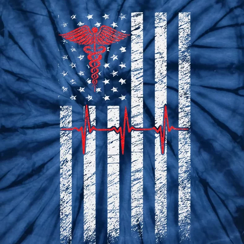 ER Nurse American Flag Design Emergency Nurses Day Tie-Dye T-Shirt