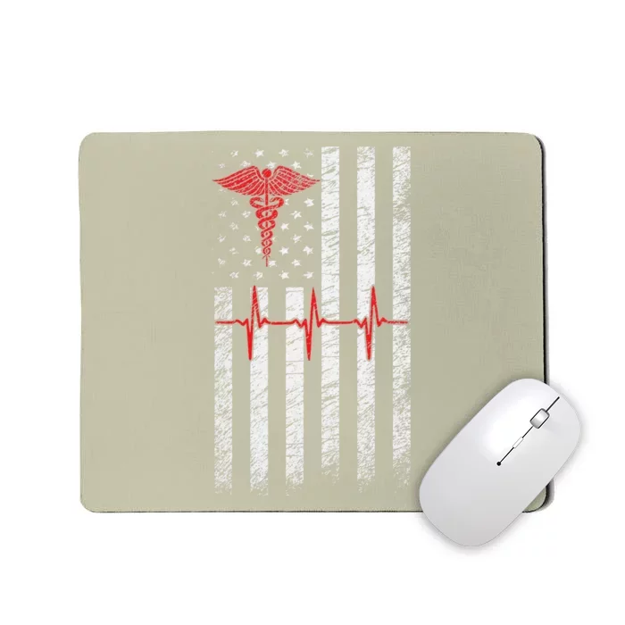 ER Nurse American Flag Design Emergency Nurses Day Mousepad