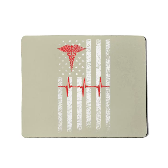 ER Nurse American Flag Design Emergency Nurses Day Mousepad