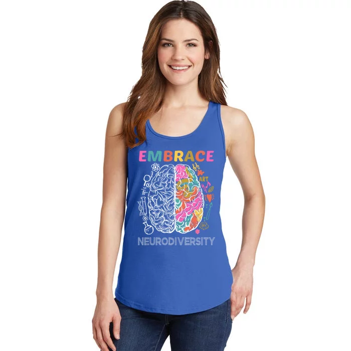 Embrace Neurodiversity Autism Adhd Asd Rainbow Brain Gift Cute Gift Ladies Essential Tank