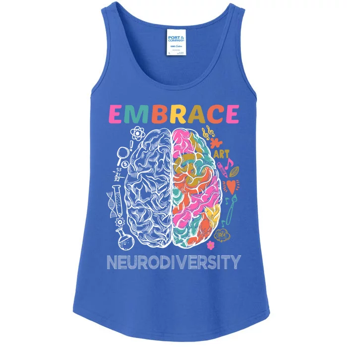 Embrace Neurodiversity Autism Adhd Asd Rainbow Brain Gift Cute Gift Ladies Essential Tank