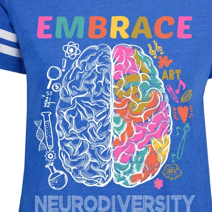 Embrace Neurodiversity Autism Adhd Asd Rainbow Brain Gift Cute Gift Enza Ladies Jersey Football T-Shirt