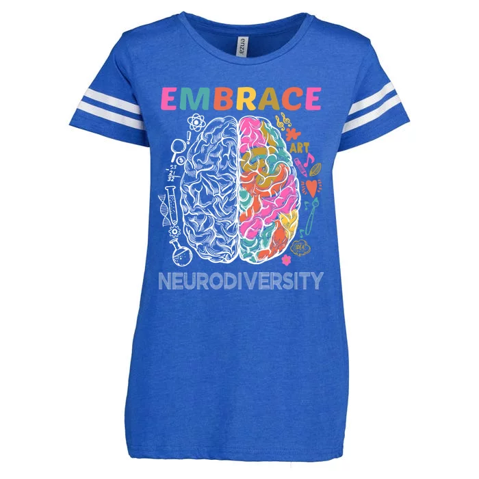 Embrace Neurodiversity Autism Adhd Asd Rainbow Brain Gift Cute Gift Enza Ladies Jersey Football T-Shirt