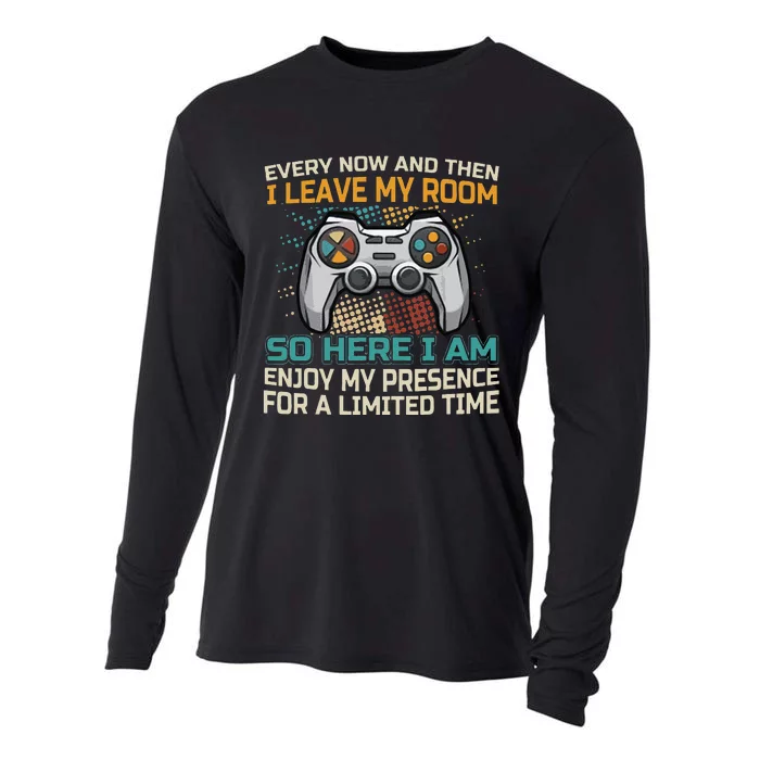 Every Now And Then I Leave My Room Funny Gaming Cooling Performance Long Sleeve Crew