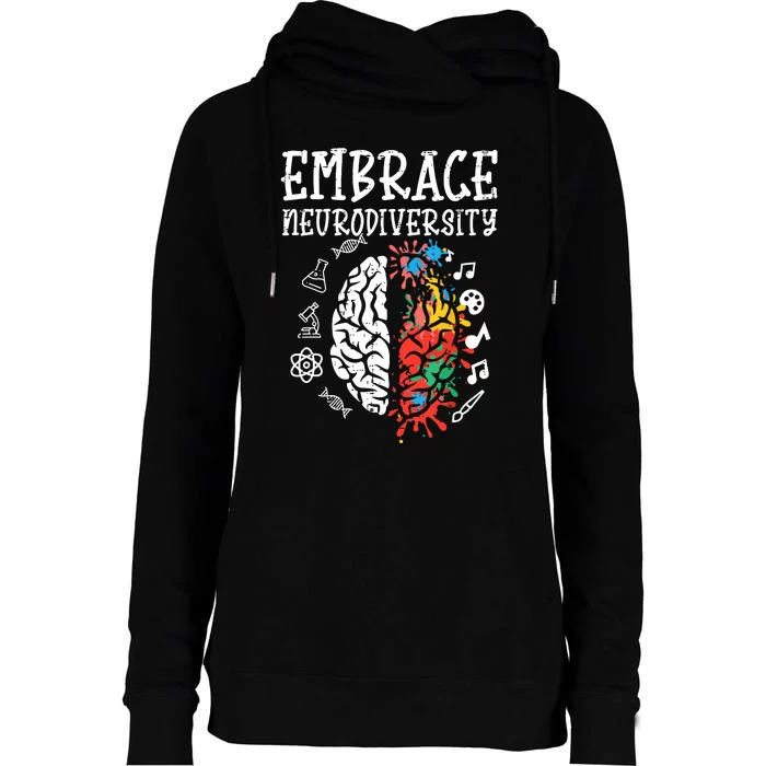 Embrace Neurodiversity Autism Awareness Asd Women Womens Funnel Neck Pullover Hood