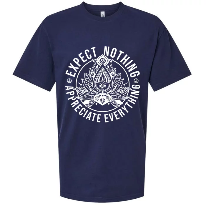 Expect Nothing Appreciate Everything Spiritual Lotus Yoga Meaningful Gift Sueded Cloud Jersey T-Shirt