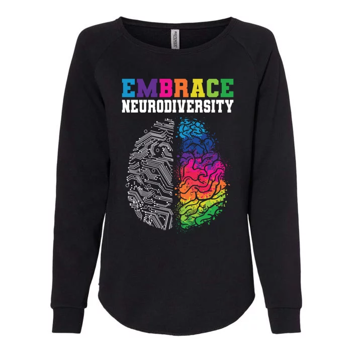 Embrace Neurodiversity Autism Adhd Asd Rainbow Brain Gift Womens California Wash Sweatshirt