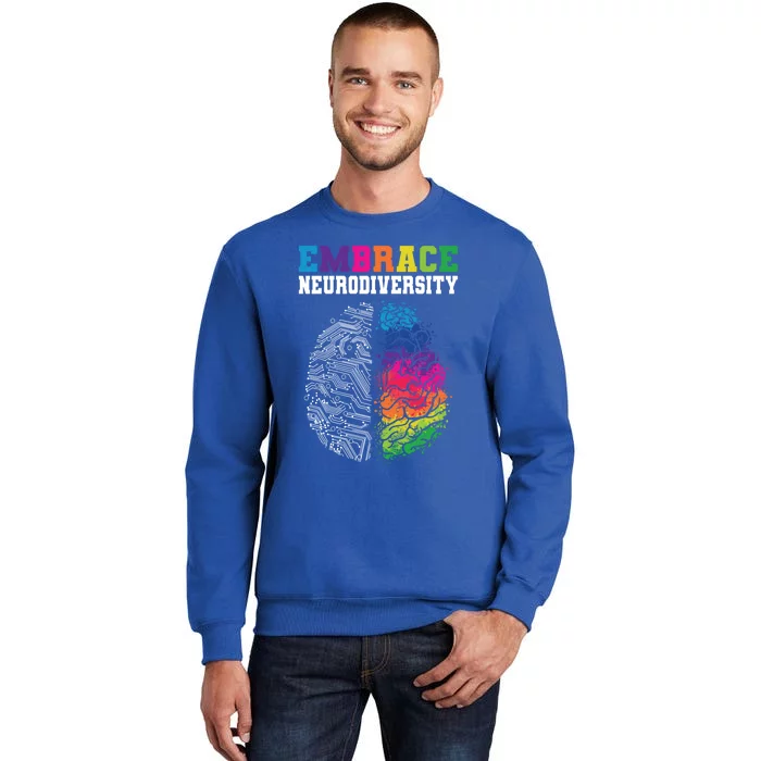 Embrace Neurodiversity Autism Adhd Asd Rainbow Brain Gift Sweatshirt