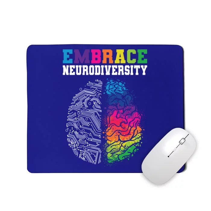 Embrace Neurodiversity Autism Adhd Asd Rainbow Brain Gift Mousepad