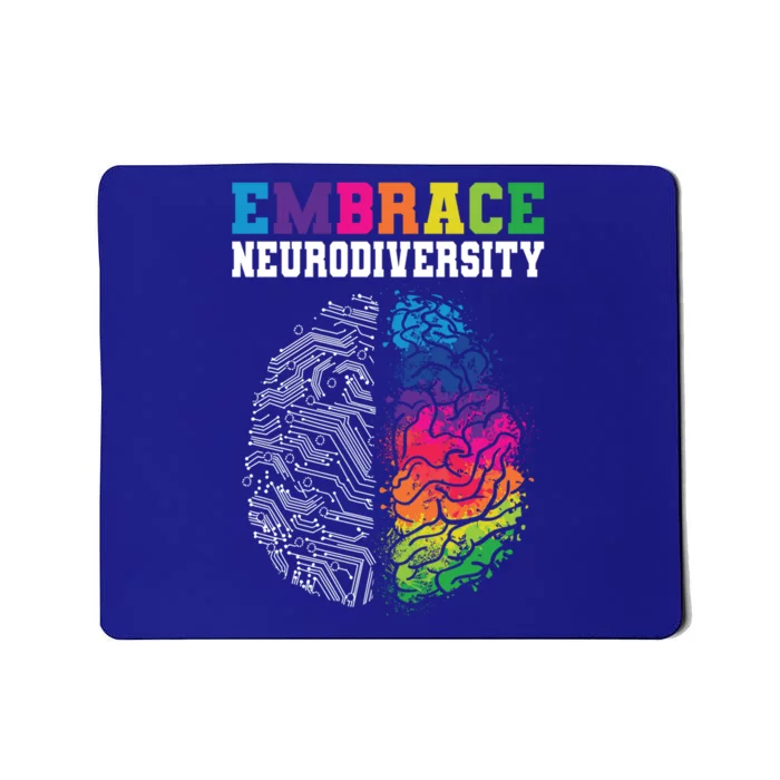 Embrace Neurodiversity Autism Adhd Asd Rainbow Brain Gift Mousepad