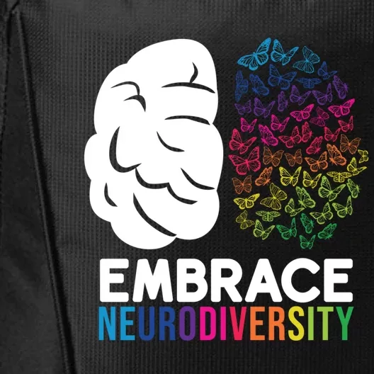 Embrace Neurodiversity Autism Adhd Asd Rainbow Brain Gift City Backpack