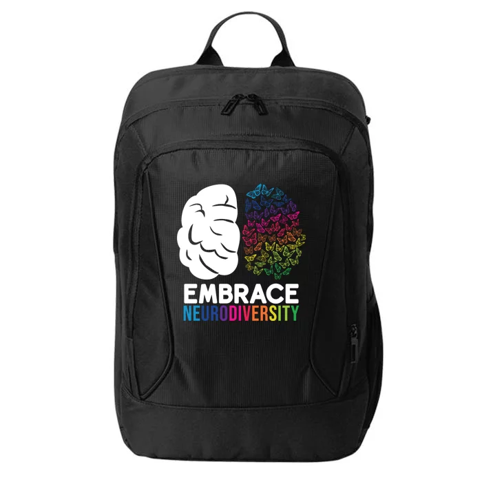 Embrace Neurodiversity Autism Adhd Asd Rainbow Brain Gift City Backpack