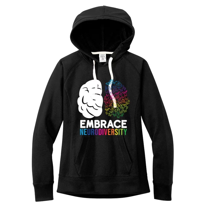 Embrace Neurodiversity Autism Adhd Asd Rainbow Brain Gift Women's Fleece Hoodie