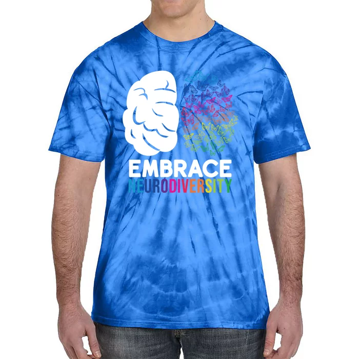 Embrace Neurodiversity Autism Adhd Asd Rainbow Brain Gift Tie-Dye T-Shirt