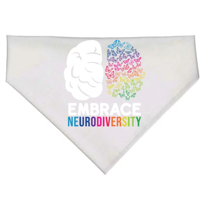 Embrace Neurodiversity Autism Adhd Asd Rainbow Brain Gift USA-Made Doggie Bandana