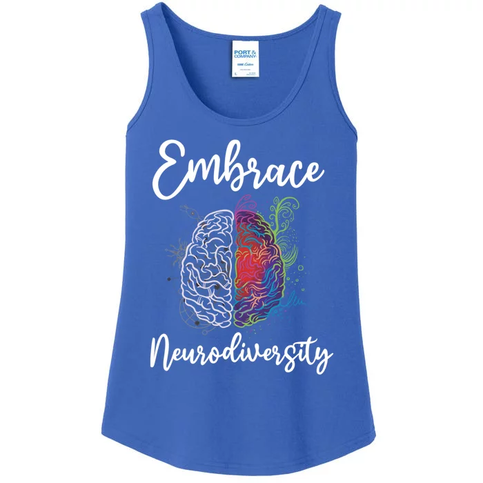 Embrace Neurodiversity Autism Adhd Asd Rainbow Brain Cute Gift Ladies Essential Tank