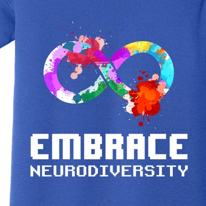 Embrace Neurodiversity Autism Adhd Asd Rainbow Brain Cute Gift Baby Bodysuit