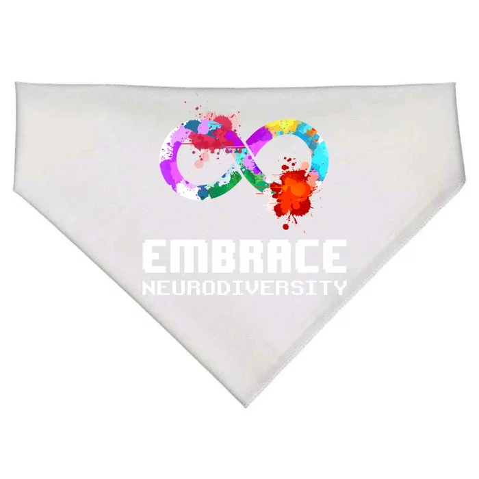 Embrace Neurodiversity Autism Adhd Asd Rainbow Brain Cute Gift USA-Made Doggie Bandana