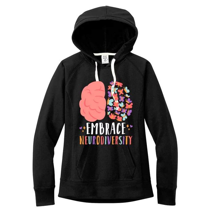 Embrace Neurodiversity Autism Adhd Asd Rainbow Brain Funny Gift Women's Fleece Hoodie