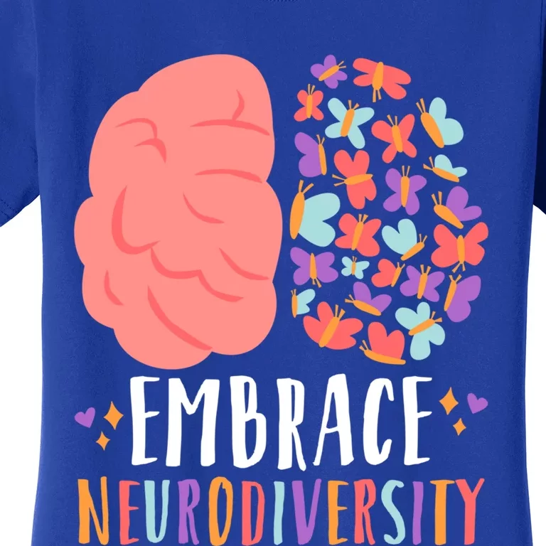 Embrace Neurodiversity Autism Adhd Asd Rainbow Brain Funny Gift Women's T-Shirt