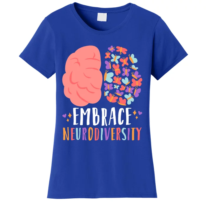 Embrace Neurodiversity Autism Adhd Asd Rainbow Brain Funny Gift Women's T-Shirt