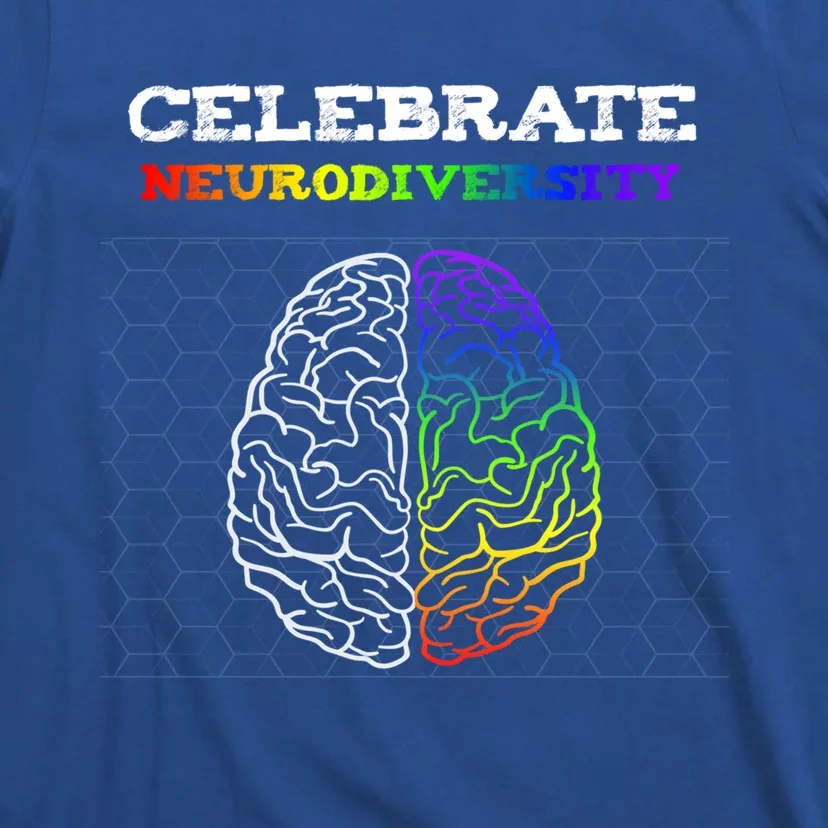 Embrace Neurodiversity Autism Adhd Asd Rainbow Brain Gift T-Shirt