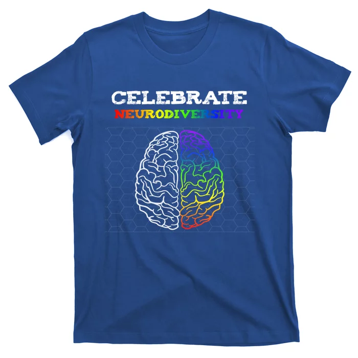 Embrace Neurodiversity Autism Adhd Asd Rainbow Brain Gift T-Shirt