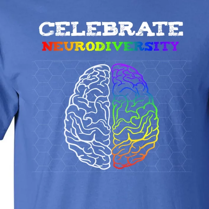 Embrace Neurodiversity Autism Adhd Asd Rainbow Brain Gift Tall T-Shirt