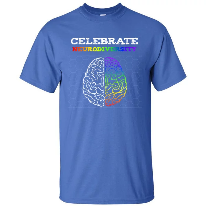 Embrace Neurodiversity Autism Adhd Asd Rainbow Brain Gift Tall T-Shirt