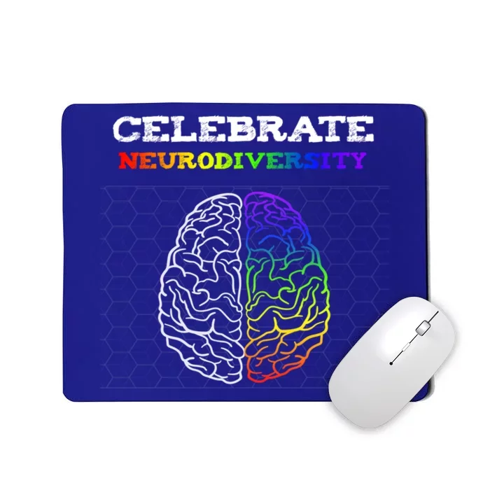 Embrace Neurodiversity Autism Adhd Asd Rainbow Brain Gift Mousepad