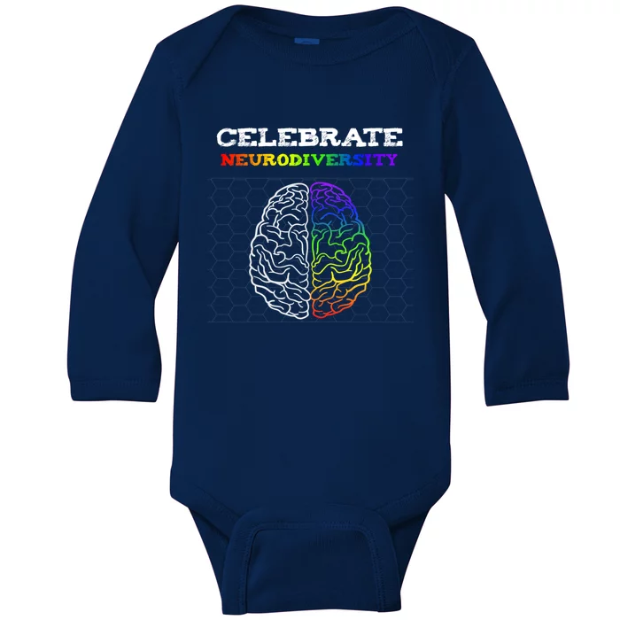 Embrace Neurodiversity Autism Adhd Asd Rainbow Brain Gift Baby Long Sleeve Bodysuit