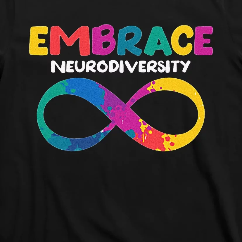 Embrace Neurodiversity Autism ADHD ASD Rainbow Brain T-Shirt